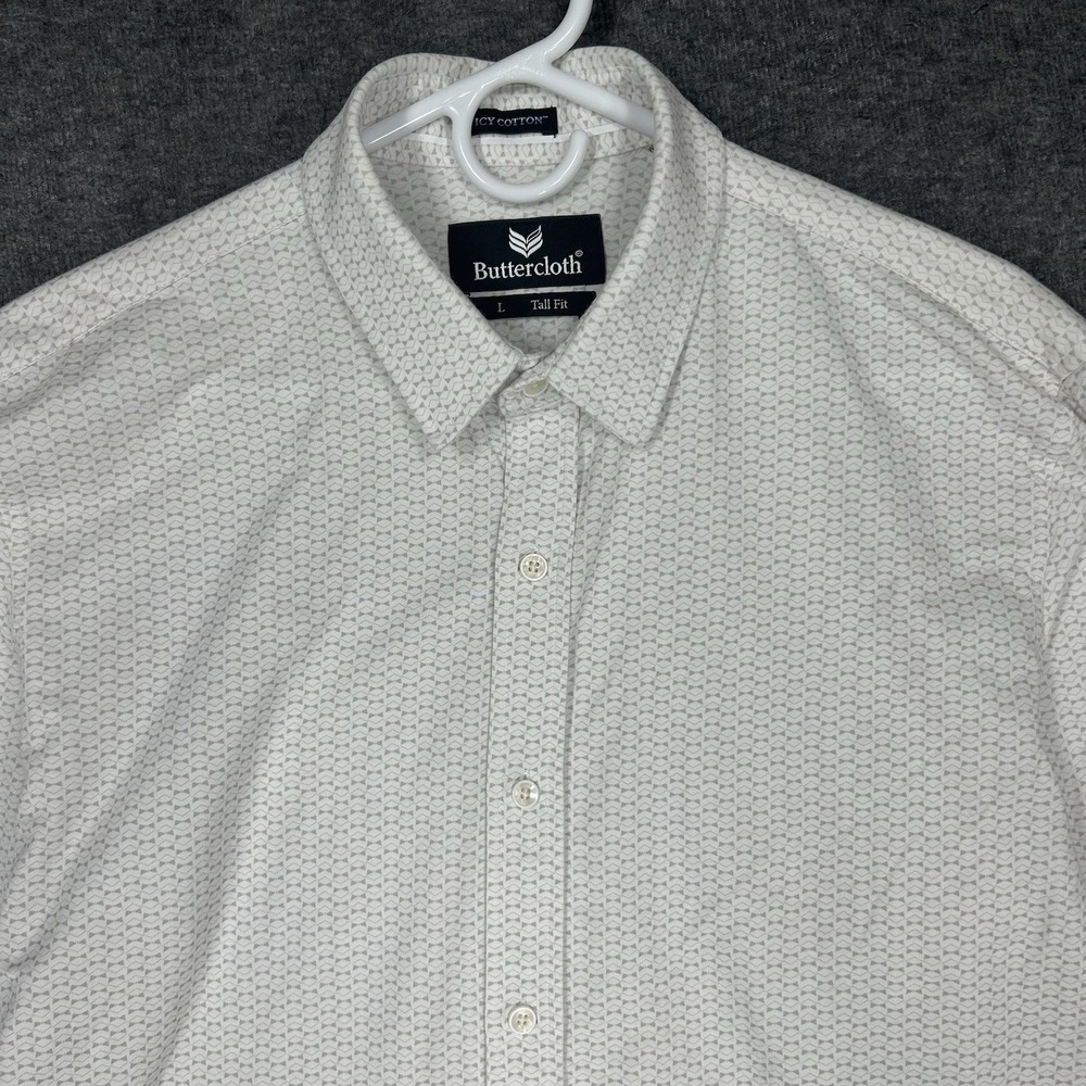 Butter Cloth Shirt Mens Large Tall LT Geometric Long Sleeve Button Up